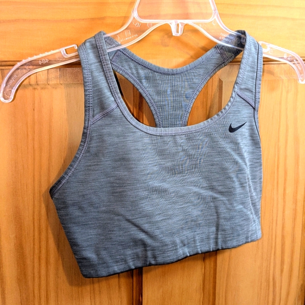 Nike Women's Sports Bra Size Medium Heathered Gray Dri-Fit Athletic Racerback - Picture 6 of 8